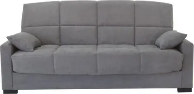 Image de Canapé Clic Clac 3 Places Gris Clair, Matelas 14 cm, 130 x 190 cm, Coffre de Rangement, Déhoussable
