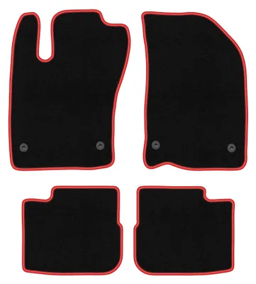 Image de Tapis de sol en moquette pour Fiat Tipo II 2015- (berline) – jeu 4 pièces, noir/rouge, sur mesure – Wielganizator CARLUX