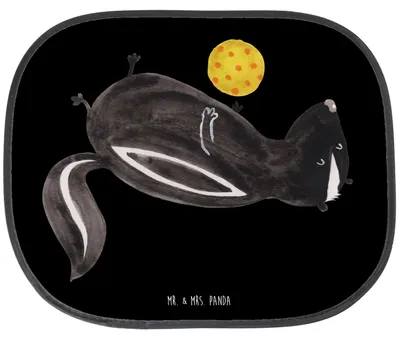 Produktbild von Mr. & Mrs. Panda Sonnenblende Auto Stinktier Ball - Schwarz - Geschenk, Weisheit, Sonnenschutz, Skunk, Fürs, Wildtier, Raubtier, Autoscheibe, Verspielt