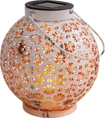 Produktbild von Näve Solar-Gartenleuchte LED mit Dämmerungssensor Blumenmuster 19 cm weiß