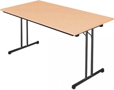 Klapptisch Besprechungstisch Schreibtisch 140x70cm RAL 9005 Schwarz/Buche-Nachbildung
