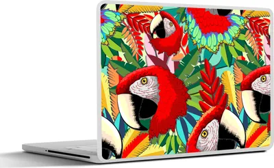 Produktbild von MuchoWow® Laptop Aufkleber Sticker Cover Dschungel - Papagei - Vögel - Design 30x21 cm - Sticker für Laptop - Selbstklebend