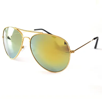 Goldene Piloten-Sonnenbrille mit gelben Spiegelgläsern