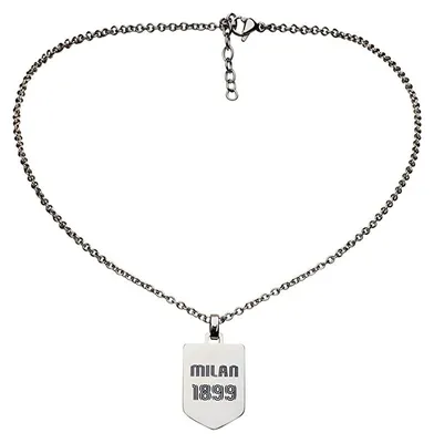 Image de Collier Seven avec plaque en acier inoxydable, modèle "1899 Milan", design "Unica", composé de plusieurs carrés