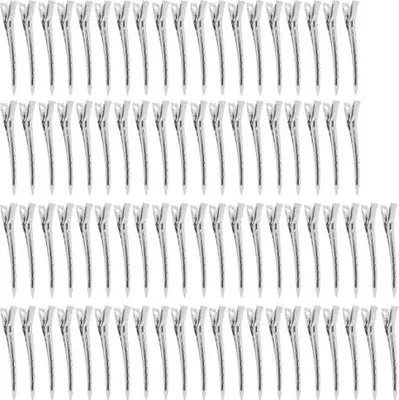Produktbild von 80 Stück Silberne Haarklammern, 9cm Metall Friseurbedarf Haarclips Haarstyling Abteilklammern für Haarspangen Damen Friseursalon Mädche DIY