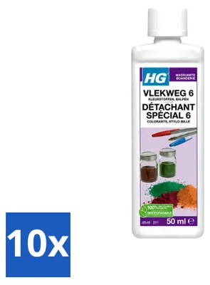 Produktbild von 10 x HG Vlekweg 6 Fleckentferner für Textilien - 50 ml - Vorteilspackung - 10 Stücke