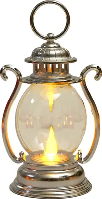 Produktbild von Elektronische LED-Kerzenlampe im Retro-Stil, langlebig, sicher, umweltfreundlich, dekorative Geschenklaterne mit einfachem Batteriewechsel, Silber