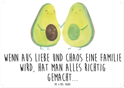 Produktbild von Mr. & Mrs. Panda Wandbild Avocado Pärchen DIN A6 - Weiß - Geschenk, Magnetschild, Schwangerschaft, Türschild, Hochzeit, Avocados, Liebe, Schild, Babyshower, tafel