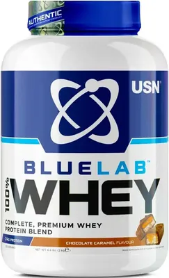 Produktbild von USN Blue Lab Whey (2000g) Chocolate Caramel - Eiweiße - Molkenprotein-Mischung