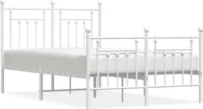 Produktbild von vidaXL Bettgestell mit Kopf- und Fußteil Metall Weiß 120x190 cm