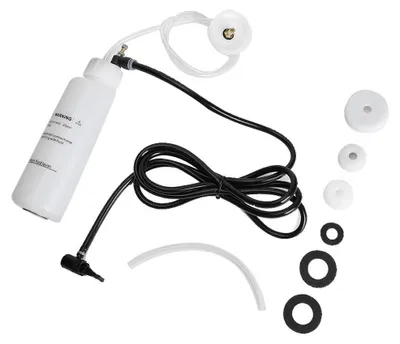 Imagen del producto de Desaireador de líquido de frenos - Kit de purgado sin contacto - 500 ml - Herramienta neumática - Adaptadores universales - Adecuado para vehículos...