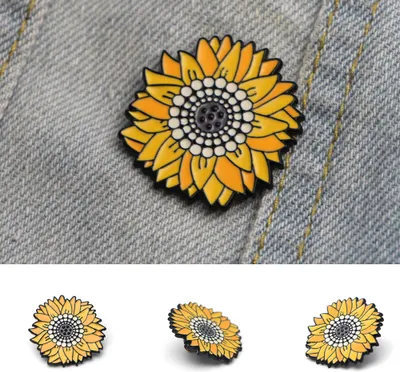Produktbild von Mode Uni Sonnenblume Brosche Pin Abzeichen Emaille Rucksack Tasche Jeans Dekoration