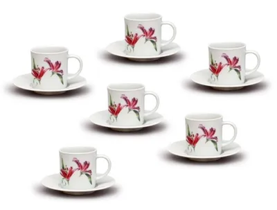 Produktbild von Thun 1794 Espressotassen und Untertassen, 100 ml, Lilien, 6 Stück, Thun