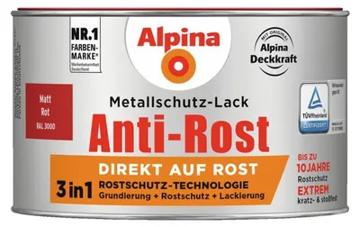 Produktbild von Alpina Metallschutzlack Anti-Rost Rot 300 ml matt