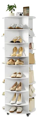 Immagine prodotto di VEVOR scarpiera per 28 paia di scarpe (a 7 livelli) girevole a 360°, scarpiera arrotolabile, scarpiera per camera da letto soggiorno ingresso, bianco 588 x 588 x 1646 mm