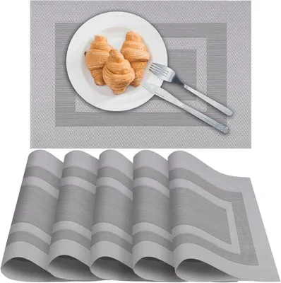 Produktbild von Platzset 6er Set, 45 x 30 cm, grau, abwaschbar, hitzebeständig, rutschfest, für Küche