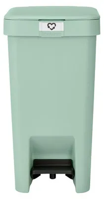 Image de Brabantia StepUp, 10 litres, forme rectangulaire, plastique recyclé, vert clair, avec pédale, 203 mm