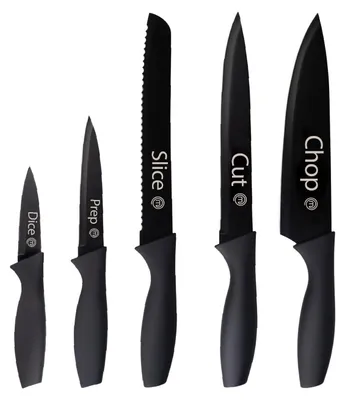 Produktbild von MasterChef Messer Set, Messerset mit 5 Scharfes Küchenmesser, Schwarz