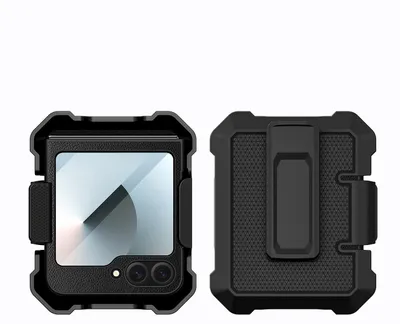 Productafbeelding van Voor Samsung Galaxy Z Flip7 FE / Flip6 5G: Hybride telefoonhoes van kunstleer met achterclip