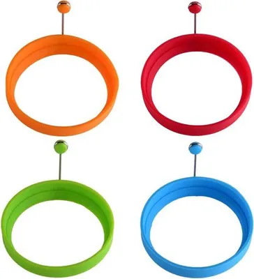 Produktbild von Silikon Eierringe 4er Set, Antihaft, rot, orange, blau, grün