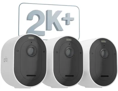 Obrázek produktu pro Arlo Pro Bezpečnostní venkovní kamera 5 2K+, 3-cam, Bezpečnostní IP kamera, Vnitřní a venkovní, Kabelový a bezdrátový, Strop/zeď, Černá, Bílá, 1440 x 2560 px