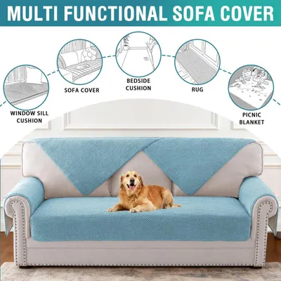 Produktbild von Sofa Überzug Wasserdicht Rutschfest 90x180cm Steinblau
