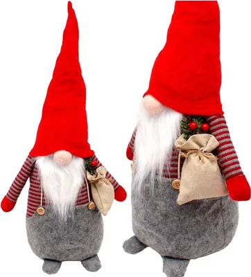 Produktbild von Weihnachtsmann Figur 50 cm Junge – Dekofigur mit Geschenksack und Ebereschenzweigen