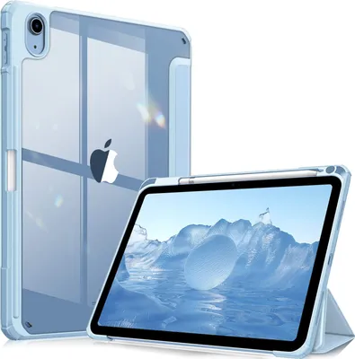 Produktbild von Fintie Hybrid Hülle für iPad (A16) 11 Generation 11 Zoll 2025, iPad 10 Generation 10.9 Zoll 2022 mit Stifthalter - Stoßfeste Schutzhülle mit transparenter Hartschale auf der Rückseite, Himmelblau