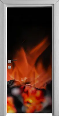 Produktbild von Tür Selbstklebende 90x210 cm Türfolie Türtapete Klebefolie - Grill Feuer Glut