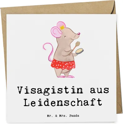 Produktbild von Mr. & Mrs. Panda Grußkarte Visagistin Leidenschaft - Weiß - Geschenk, Klappkarte, Kosmetikstudio, faltkarte, Ausbildung, Kosmetikerin, Beauty Salon, anlasskarte, Lustig
