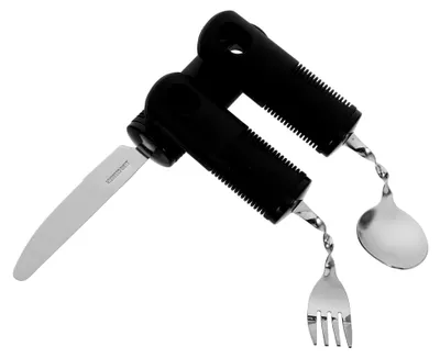 Produktbild von 3-teiliges adaptives Besteckset für Senioren mit Anti-Zitter-Löffel, Gabel und Edelstahlbesteck, spülmaschinenfest