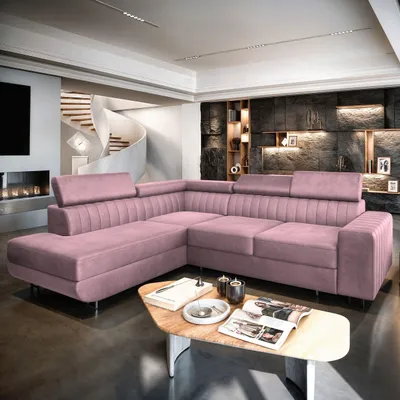 Produktbild von Masseno Ecksofa NOLA L-S mit Schlaffunktion L-Form, Sofa mit Bettkasten, Wohnzimmersofa, Couch, Soffa, Bettsofa, Couchgarnitur- Lila, MONOLITH 62