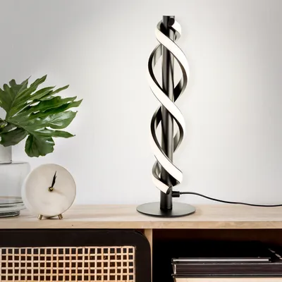 Obrázok produktu pre BRILLIANT moderná čierna LED stolová lampa AMALIE | otočená stolová lampa s výškou 39 cm | 9W 1100 Lumen 3000K | kov/plast