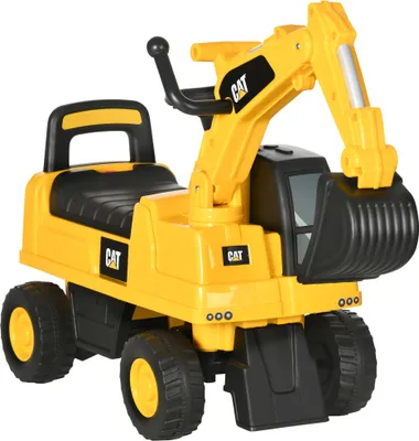 Produktbild von HOMCOM Sitzbagger Kinder Rutschauto, Bagger zum Draufsitzen mit Schaufel und Hupe, Aufsitzbagger für Kinder 1-3 Jahre, Rutscherfahrzeug mit Stauraum, Gelb+Schwarz, 85 x 27,5 x 47,5 cm