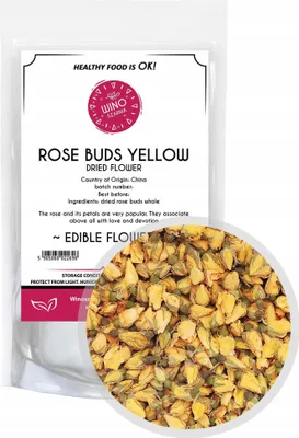 Obrázek produktu pro Žlutá růže Celá poupata Sušené - 100g Jedlé květiny