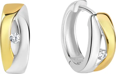 Produktbild von V Creolen 925/- Sterling Silber 1,4cm mehrfarbig Zirkonia weiß 371210184R