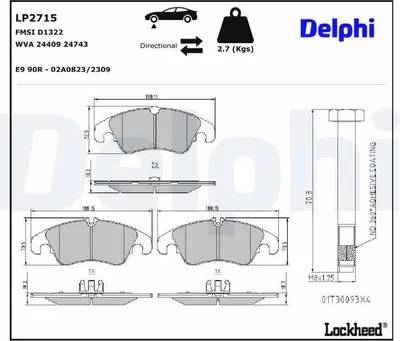 Produktbild von DELPHI Bremsbeläge Satz Vorne Bremsklötze für FORD Focus II Schrägheck (DA, HCP, DP) LP2715