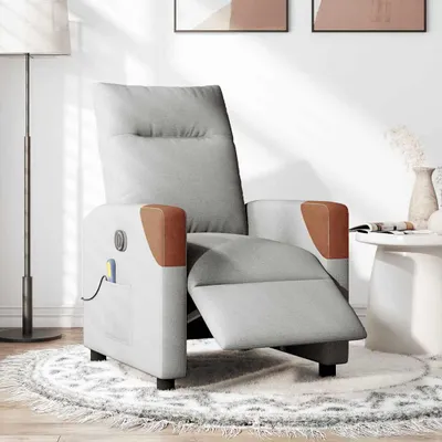 Produktbild von vidaXL Massagesessel Elektrisch Wolkengrau Stoff