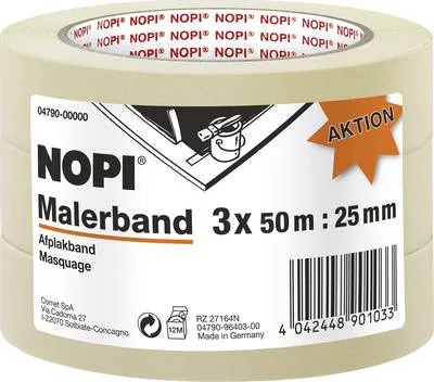 Produktbild von tesa NOPI® 04790-00000-01 Malerabdeckband Beige (L x B) 50 m x 25 mm 3 Rolle(n) (04790-00000-01)