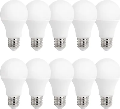 Produktbild von 10 x LED Leuchtmittel 9W = 60W E27 matt warmweiß 270° + 10 x Baufassung Lampenfassung