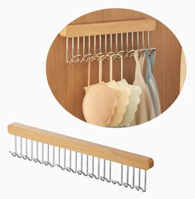 Productafbeelding van Kledingrek – 8 haken – 41 x 8 x 1,1 cm – hout – wit – voor de slaapkamer
