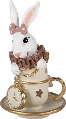 Zdjęcie produktu dla Clayre & Eef Figurka dekoracyjna Królik 8x8x14 cm Biały Plastik