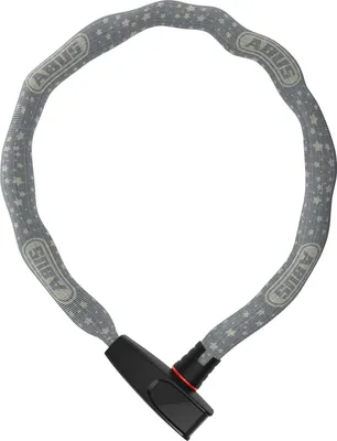 Produktbild von ABUS Kettenschloss Catena 6806K – Leichtes Fahrradschloss aus gehärtetem Stahl mit modischem Textilschlauch – Vierkantkette mit ABUS-Sicherheitslevel 6 – 85 cm – Grau mit Stern-Muster