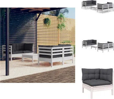 Produktbild von vidaXL 5-tlg. Garten-Lounge-Set mit Anthrazit Kissen Kiefernholz -  Gartenmöbel-Sets