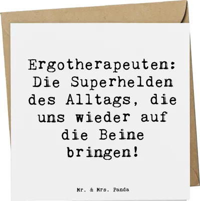Produktbild von Mr. & Mrs. Panda Grußkarte Spruch Ergotherapeutin Superhelden - Weiß - Geschenk, Glückwunschkarte, faltkarte, Beruf, Einfühlungsvermögen, Berufspassion, Berufsgestaltung