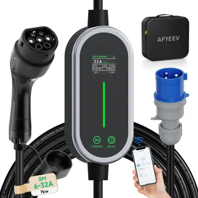 Zdjęcie produktu dla Kabel do ładowania typu 2, 8 metrów, z wtykiem CEE, 7,2 kW - Regulowany prąd ładowania i sterowanie za pomocą aplikacji