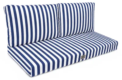 Immagine prodotto di Cuscini per salotto da giardino sfoderabili 120x60cm - Strisce blu navy