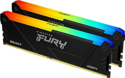 Produktbild von Kingston Technology FURY Beast 32GB 3200MT/s DDR4 CL16 DIMM (2er-Kit) RGB, 32 GB, 2 x 16 GB, DDR4, 288-pin DIMM