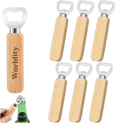 Flasche öffner aus Edelstahl und Holz, 6 Stück, Kronkorkenöffner