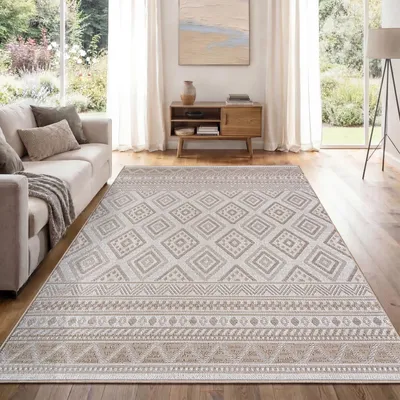 Produktbild von Outdoor Teppich Flachgewebe modern Boho Ethno wetterfest Außenbereich Grösse 80x150 cm